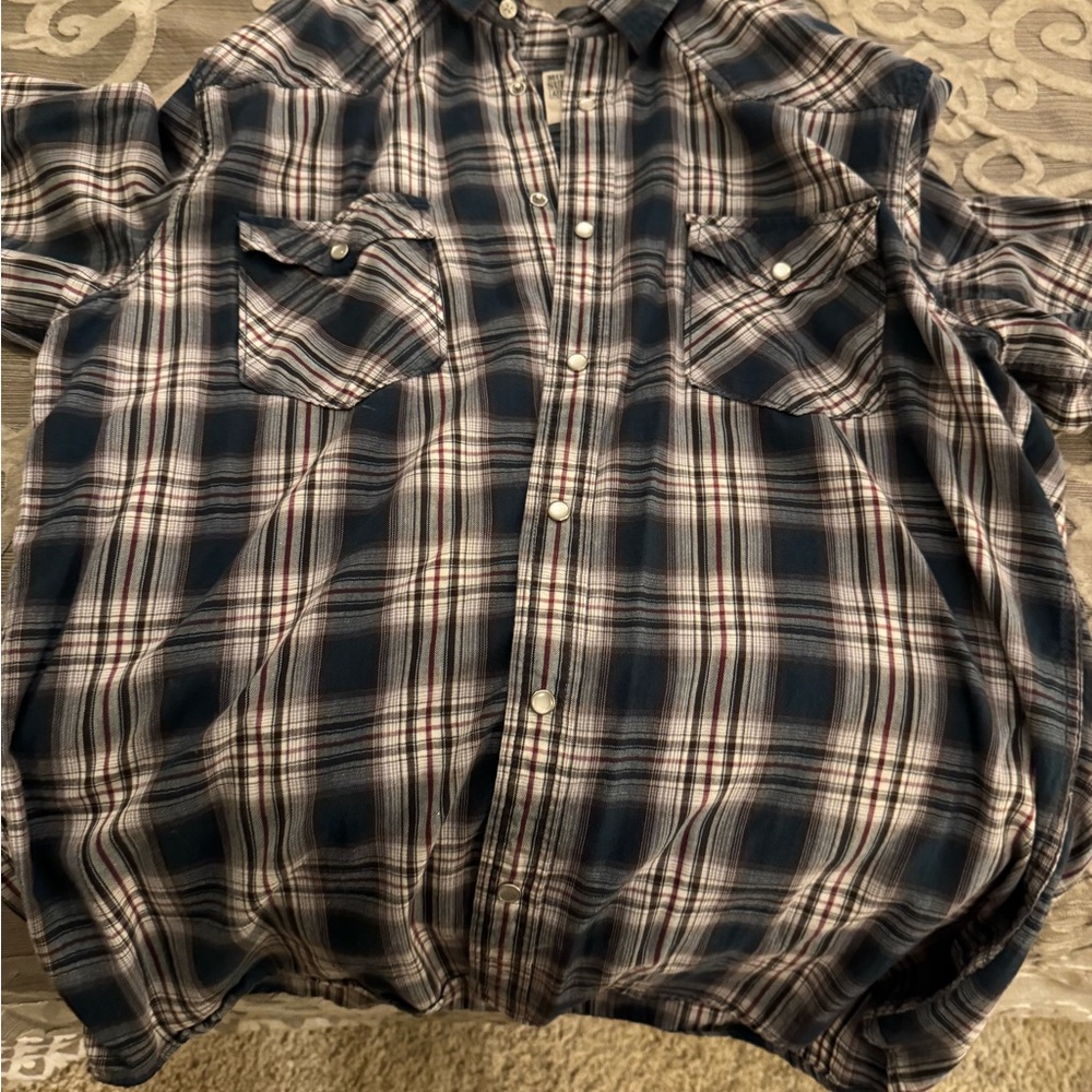 Mossimo Supply Co. Red and Black Casual Button Down Shirt